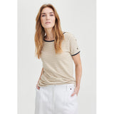 Redgreen Women Camilla T-shirt Short Sleeve Tee 124 Mid Sand Stripe