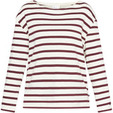 Redgreen Women Claudia T-shirt Long Sleeve Tee 181 Eggplant Stripe