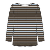 Redgreen Women Croco T-shirt Short Sleeve Tee 129 Dark Brown Stripe