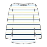 Redgreen Women Croco T-shirt Short Sleeve Tee 163 Blue Stripe