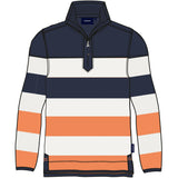 Sea Ranch Ejvind Half Zip Sweat Sweats 8014 Multistripe SR Navy/Pearl/Br.Orange