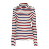 Sea Ranch Gabriela Turtleneck Breton stripe top Long Sleeve Tee 1067 Ecru/Twilight Blue/SR Red
