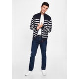 Sea Ranch Haakon Striped Knit Cardigan - Windbreaker Windbreaker 4005 Dark Navy/Pearl