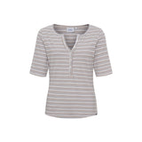 Sea Ranch SR_Mila Short Sleeve Tee 8013 Multistripe Oxford Tan