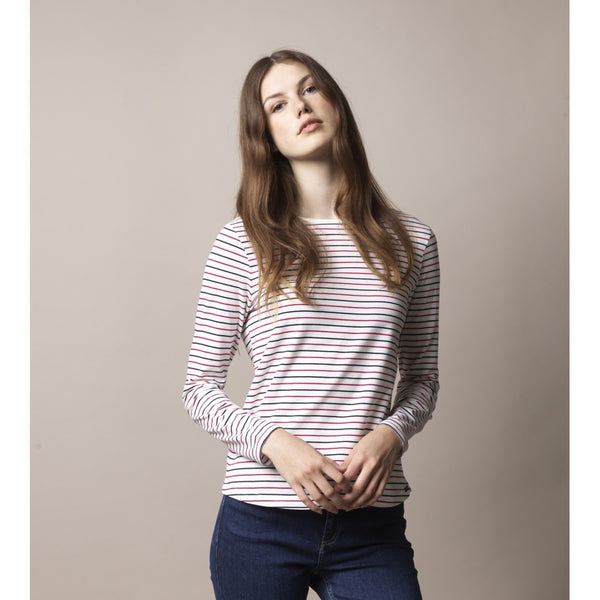 Sea Ranch Amelie Striped Long Sleeve Tee Long Sleeve Tee 1106 Pearl / SR Navy / Sangria