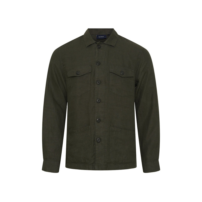 Sea Ranch Bo Linen Overshirt Shirts 5012 Dark Olive