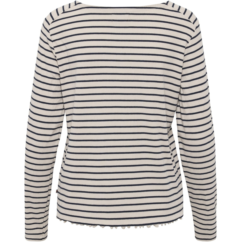 Redgreen Women Cambridge Long Sleeve Tee 121 Ecru Stripe