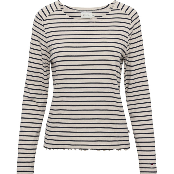 Redgreen Women Cambridge Long Sleeve Tee 121 Ecru Stripe