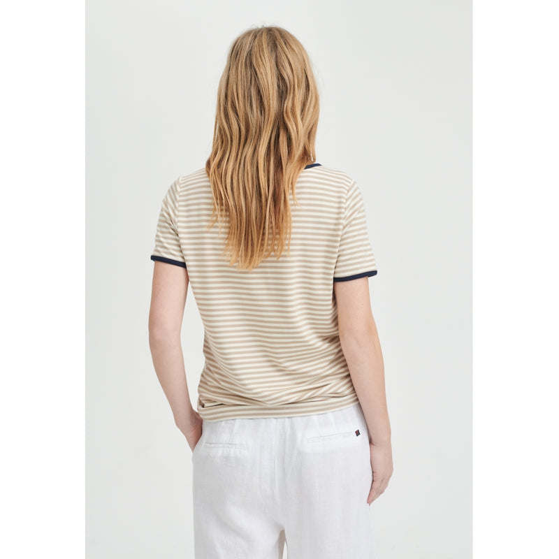 Redgreen Women Camilla T-shirt Short Sleeve Tee 124 Mid Sand Stripe