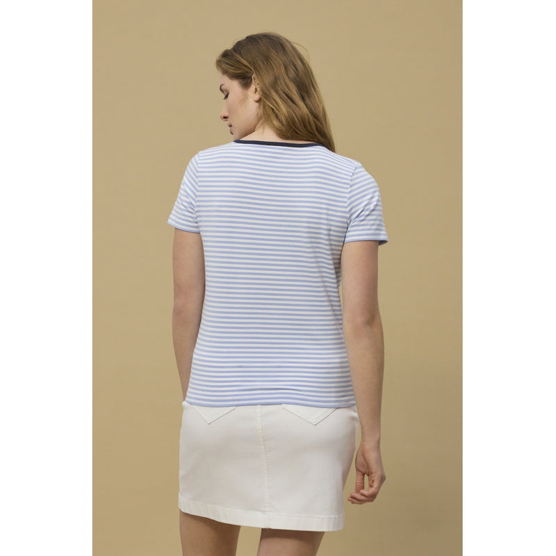 Redgreen Women Cecilie Tee Polo 161 Sky Blue Stripe