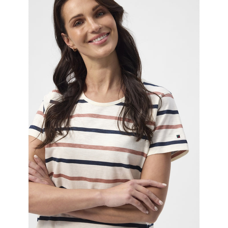 Redgreen Women Chris T-shirt Short Sleeve Tee 142 Dark Rose Stripe