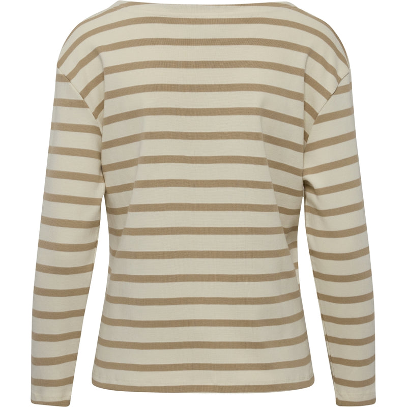 Redgreen Women Claudia T-shirt Long Sleeve Tee 124 Mid Sand Stripe