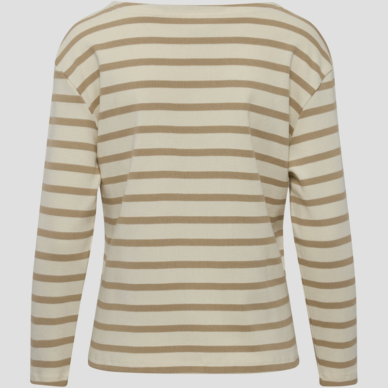 Redgreen Women Claudia T-shirt Long Sleeve Tee 124 Mid Sand Stripe