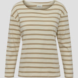 Redgreen Women Claudia T-shirt Long Sleeve Tee 124 Mid Sand Stripe