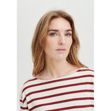 Redgreen Women Claudia T-shirt Long Sleeve Tee 147 Dark Red Stripe