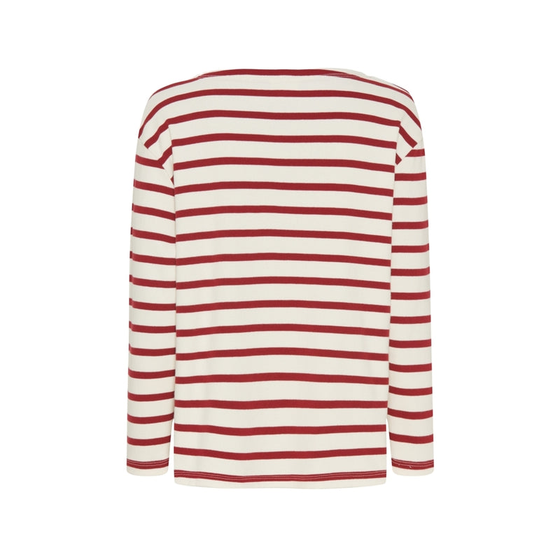 Redgreen Women Claudia T-shirt Long Sleeve Tee 147 Dark Red Stripe