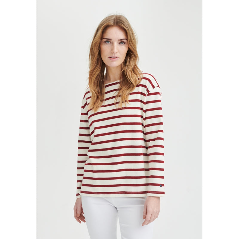 Redgreen Women Claudia T-shirt Long Sleeve Tee 147 Dark Red Stripe