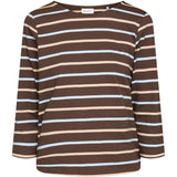 Redgreen Women Croco T-shirt Short Sleeve Tee 129 Dark Brown Stripe