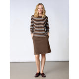 Redgreen Women Croco T-shirt Short Sleeve Tee 129 Dark Brown Stripe