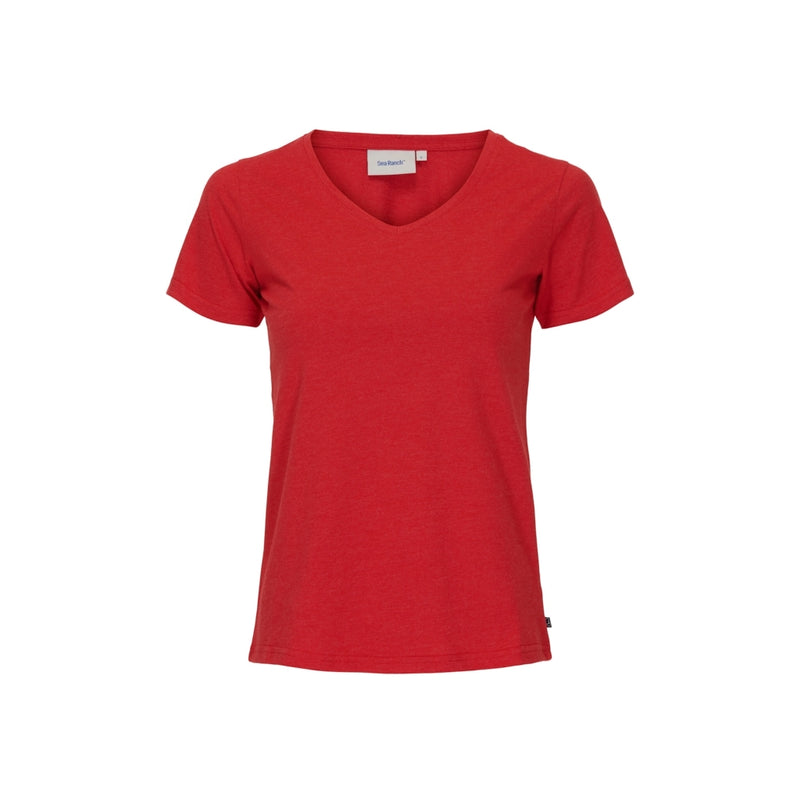 Sea Ranch Dorthea Organic Cotton V-Neck tee Short Sleeve Tee 3001 True Red
