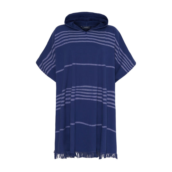 Sea Ranch Dune Beach Poncho Towels 4038 Dark Navy/White