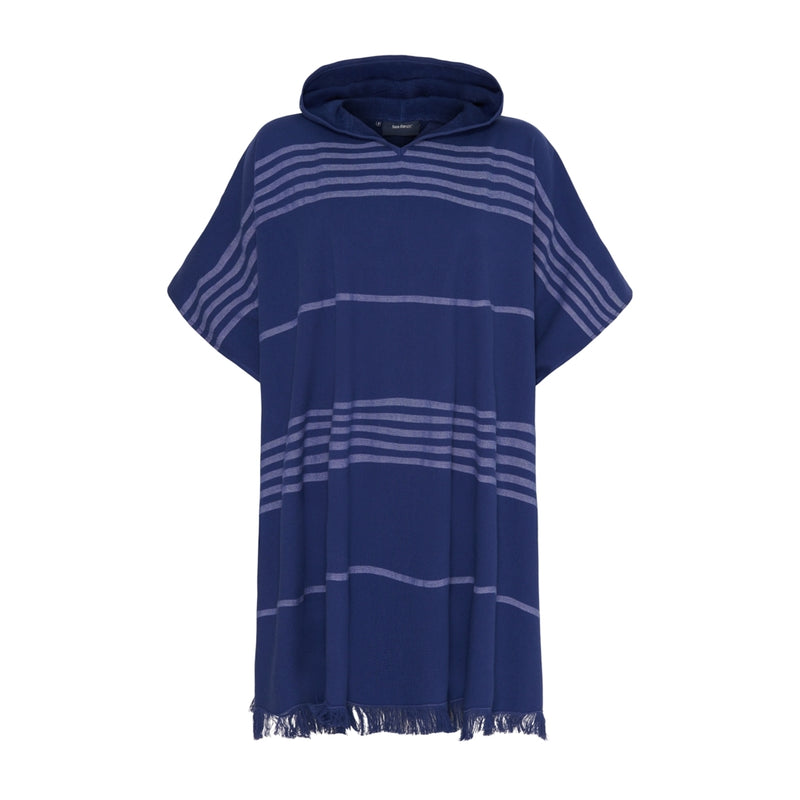 Sea Ranch Dune Beach Poncho Towels 4038 Dark Navy/White