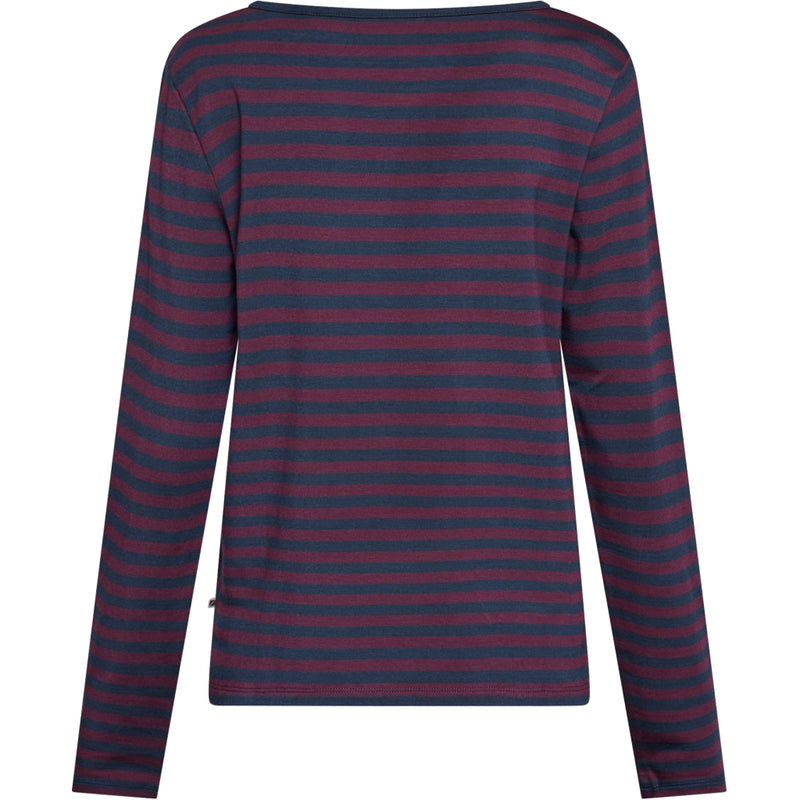 Redgreen Women Fie Long Sleeve T-shirt Long Sleeve Tee 181 Eggplant Stripe