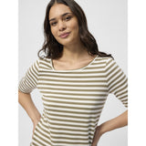 Redgreen Women Hedy kortærmet T-shirt Short Sleeve Tee 174 Khaki Stripe