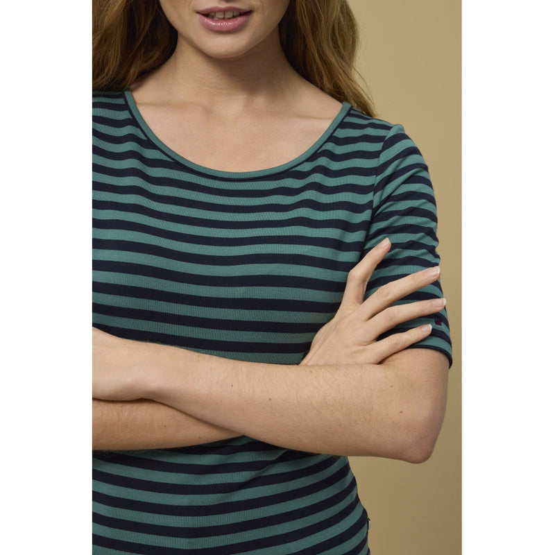 Redgreen Women Hedy kortærmet T-shirt Short Sleeve Tee 176 Mid Green Stripe