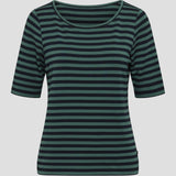 Redgreen Women Hedy kortærmet T-shirt Short Sleeve Tee 176 Mid Green Stripe