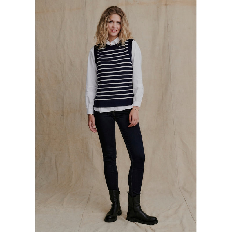 Redgreen Women Lera Knit Vest Knit 169 Dark Navy Stripe