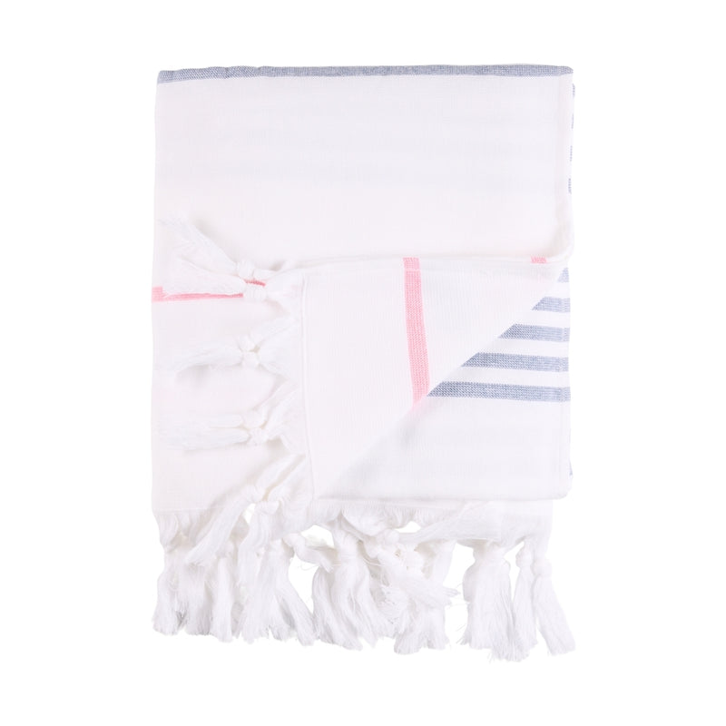 Sea Ranch Long Beach Towel Towels 1084 White/Federal Blue