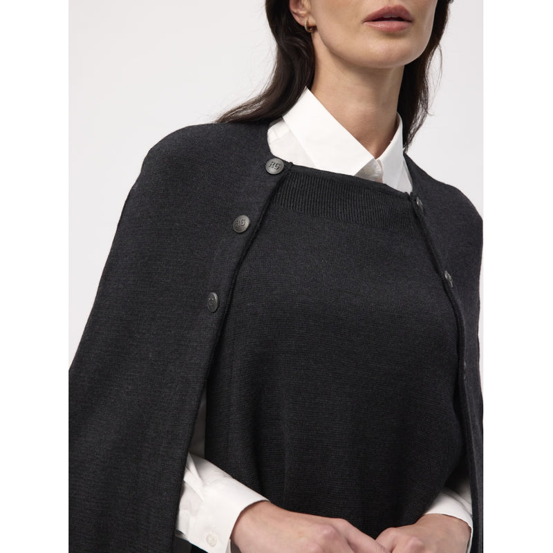 Redgreen Women Noemi strikket poncho Knit 499 Black Melange